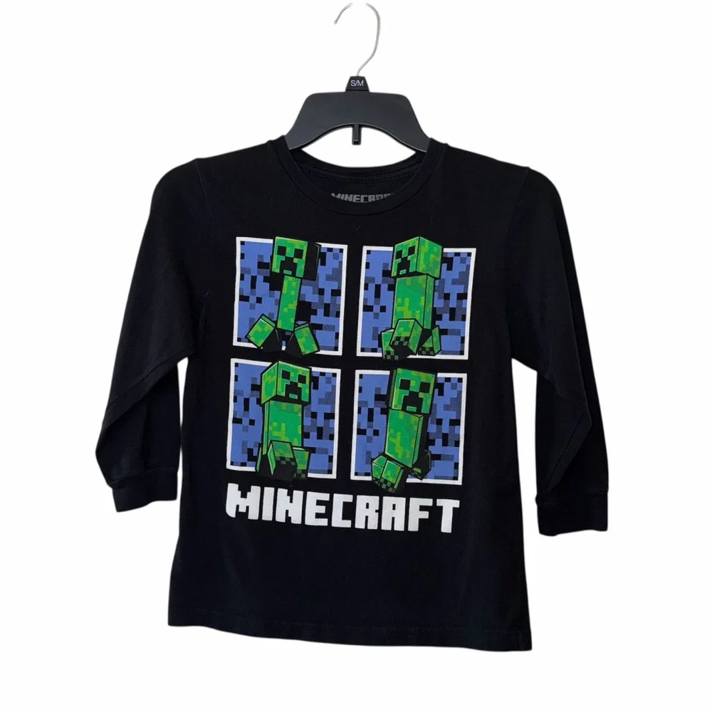 Minecraft Black Creeper Long Sleeve Tee XS